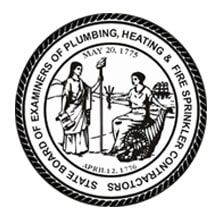 The seal of the state board of examiners of plumbing , heating and fire sprinkler contractors