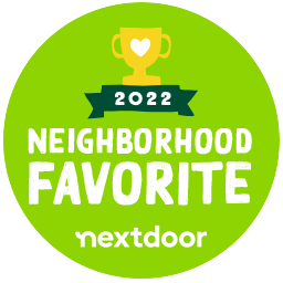 A green circle with the words `` neighborhood favorite '' on it.