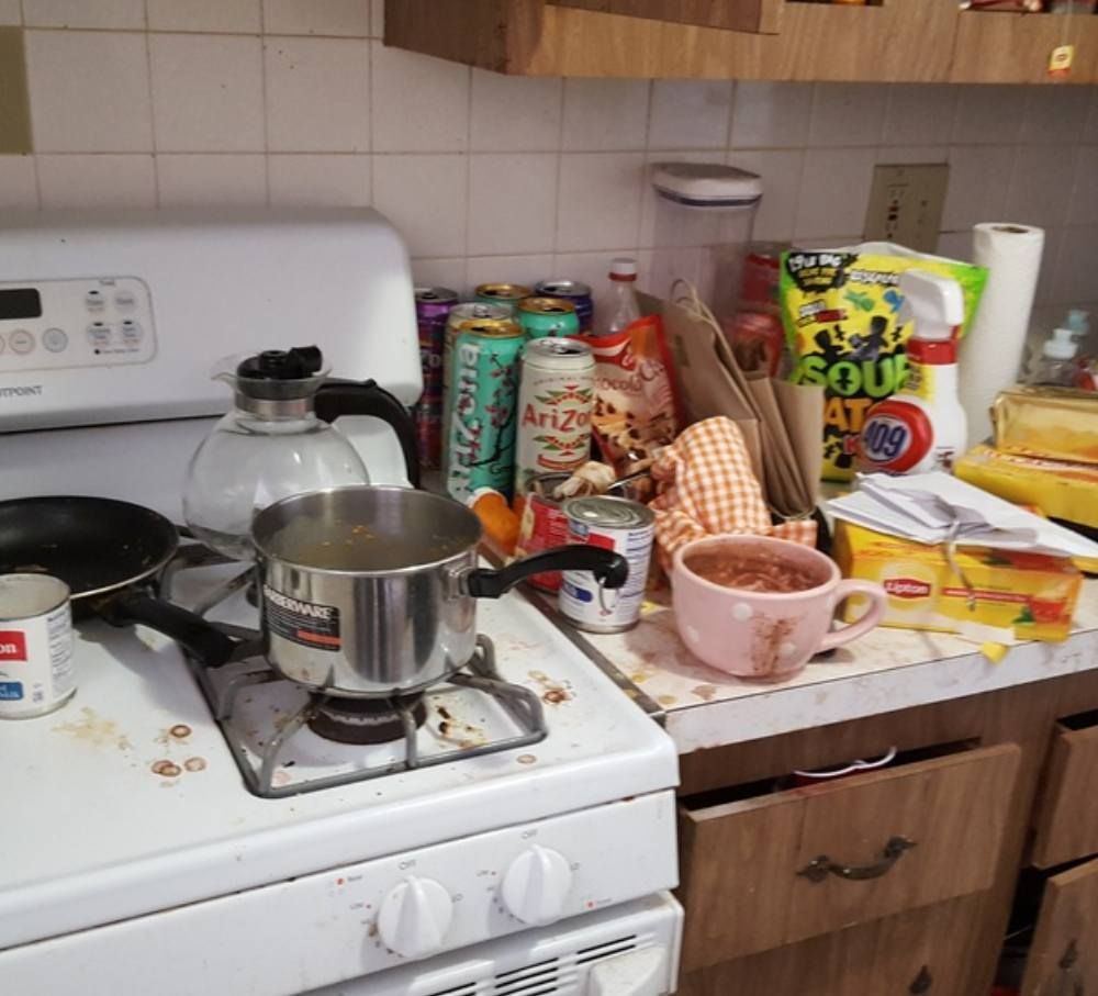 A kitchen counter with a bag of arizona sour cream on it