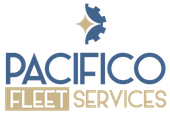 The logo for pacifico fleet services has a gear on it.