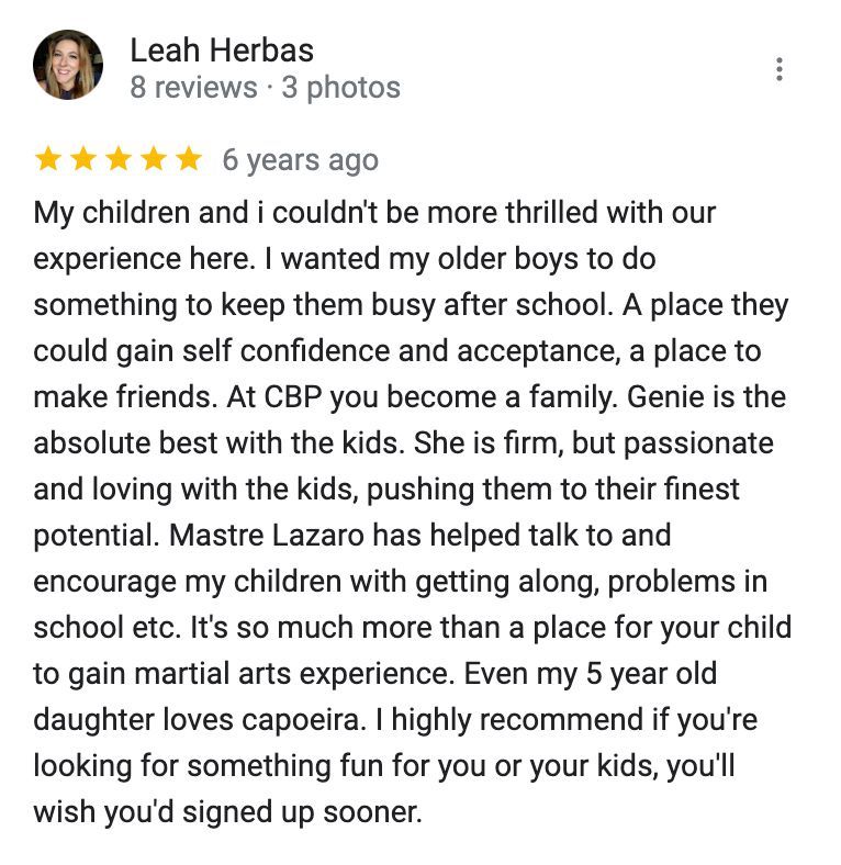 a woman is giving a review on a google review page .