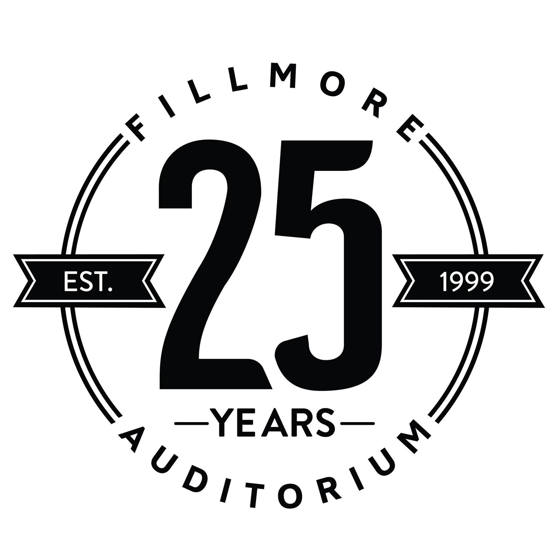 The fillmore auditorium is celebrating its 25th anniversary with a logo.