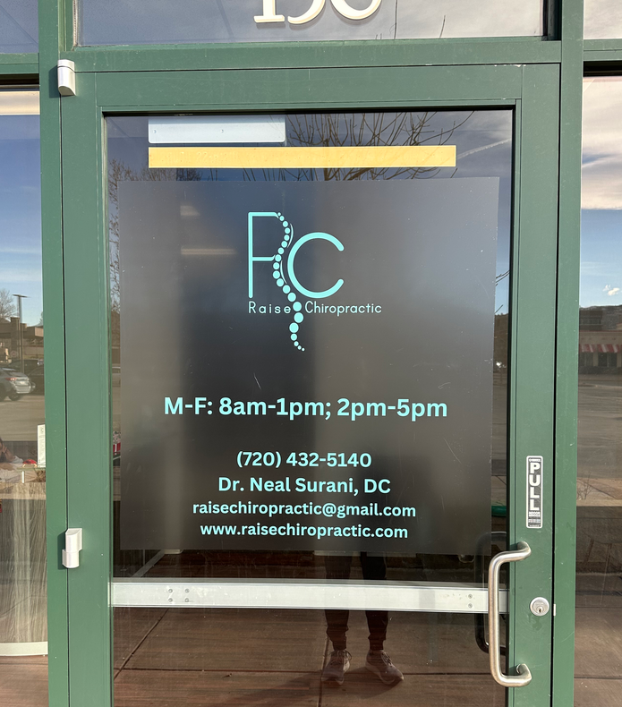 Entrance to Raise Chiropractic clinic in Littleton Colorado specializing in soft tissue therapy and chiropractic adjustments