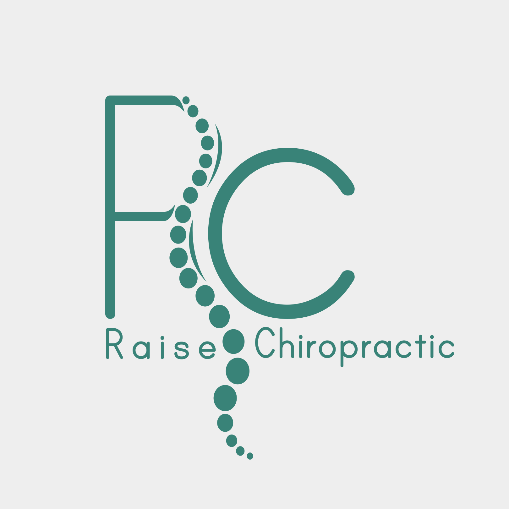 A logo for a chiropractic clinic called Raise Chiropractic in Littleton, CO.