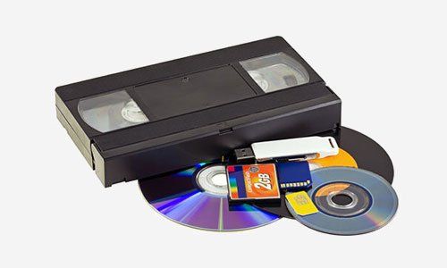 VHS, CDs, memory cards, memory sticks