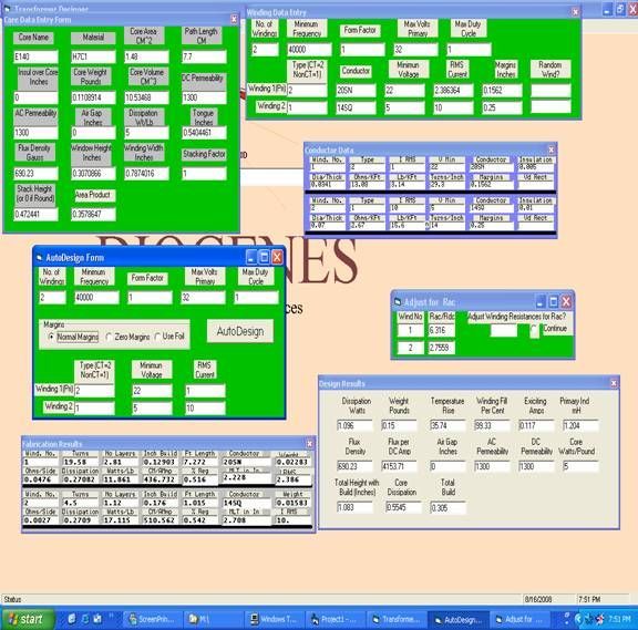 A computer screen shows the auto design form