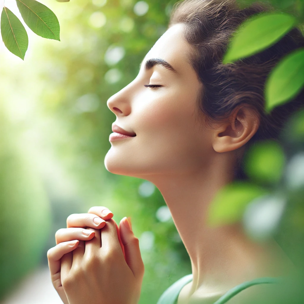 Santé du système respiratoire. Femme respirant profondément et sereinement.
Image représentant une femme respirant avec aisance, symbolisant le confort et la santé du système respiratoire. Des solutions naturelles pour améliorer la santé du respiration et favoriser le bien-être pulmonaire.