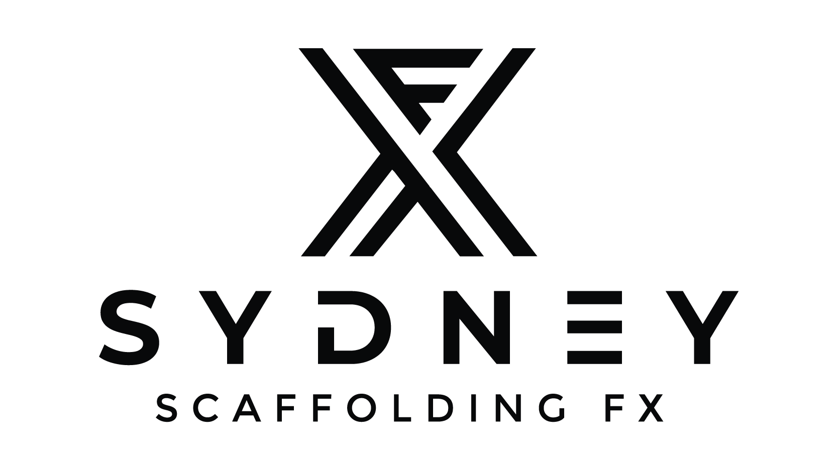 Sydney Scaffolding FX logo with black FX symbol and company name in bold text.