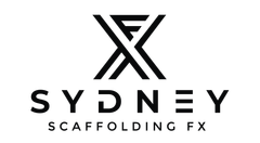 Sydney Scaffolding FX logo with black FX symbol and company name in bold text.