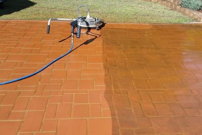 Cleaning Outdoor Tiles Using Pressure Cleaner — Pressure Cleaning Services in Toowoomba, QLD