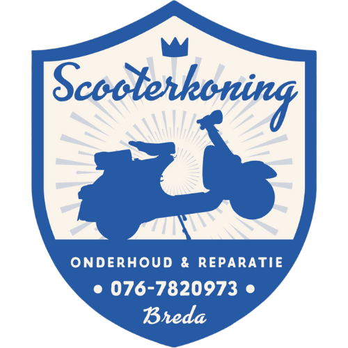 Een blauw logo voor de fietsermaker aan huis met een man die een duim omhoog steekt