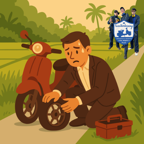 Een close-up van een fietswiel met een lekke band