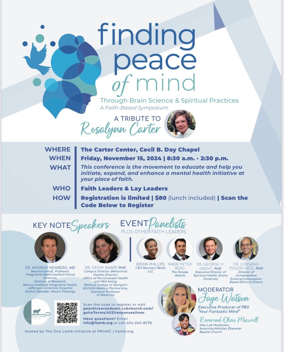 A poster for a conference called finding peace of mind.