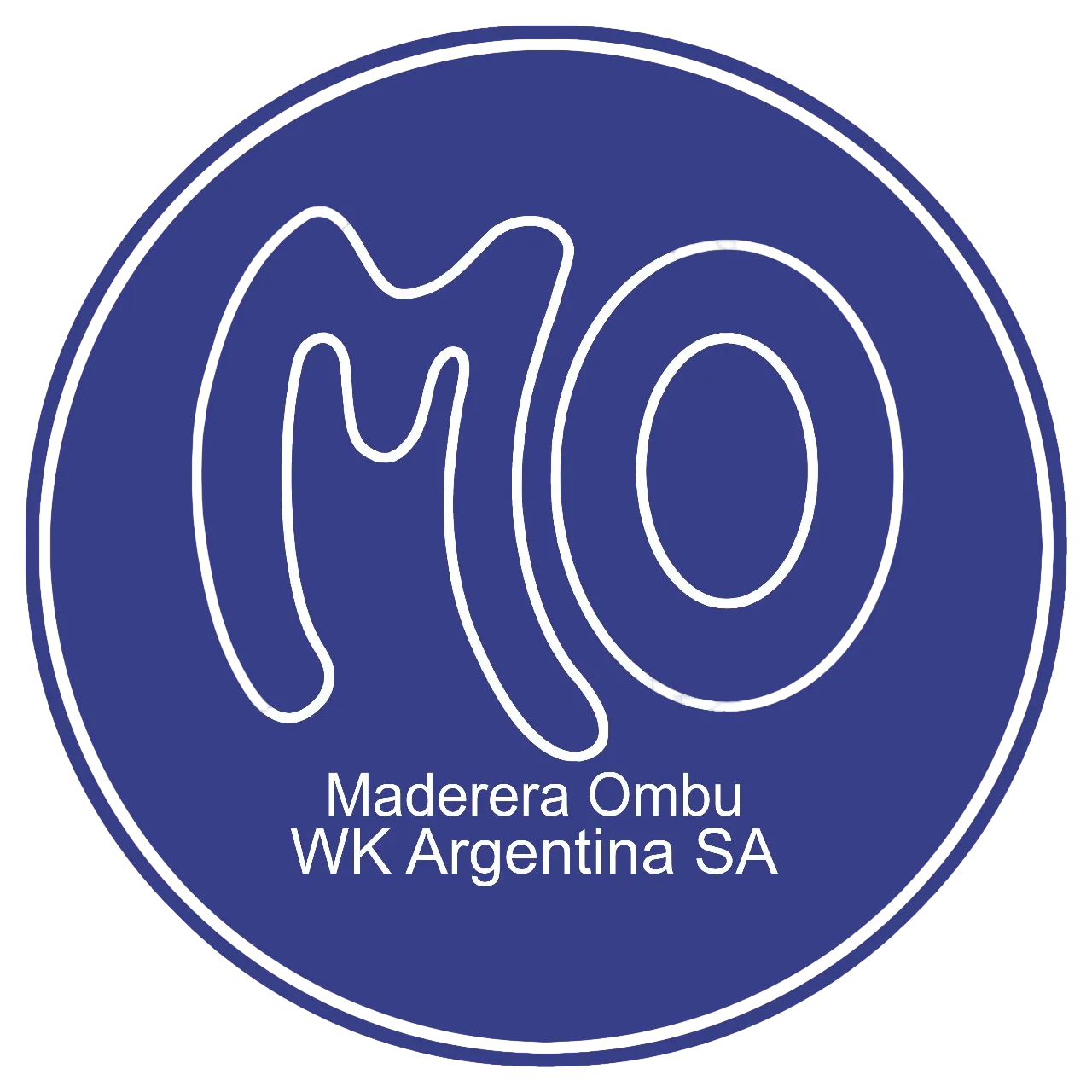 Logotipo de círculo azul con letras 