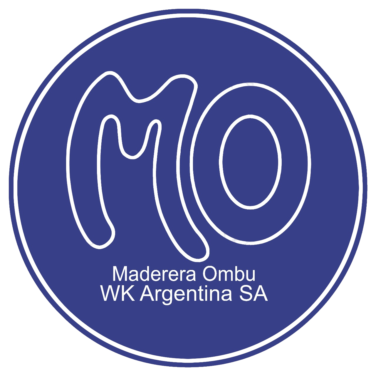Logotipo de círculo azul con letras 