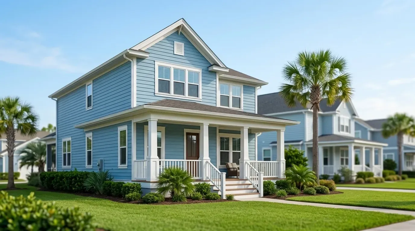 A flooded street in a Florida neighborhood highlighting the importance of florida flood insurance