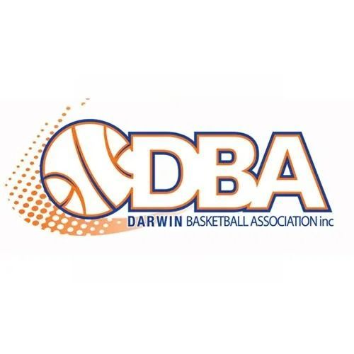 DBA Logo: Basketball, Orange and Blue With