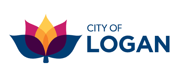 City of Logan logo with a stylized flower in shades of blue, purple, orange, and yellow. Text says "CITY OF LOGAN".