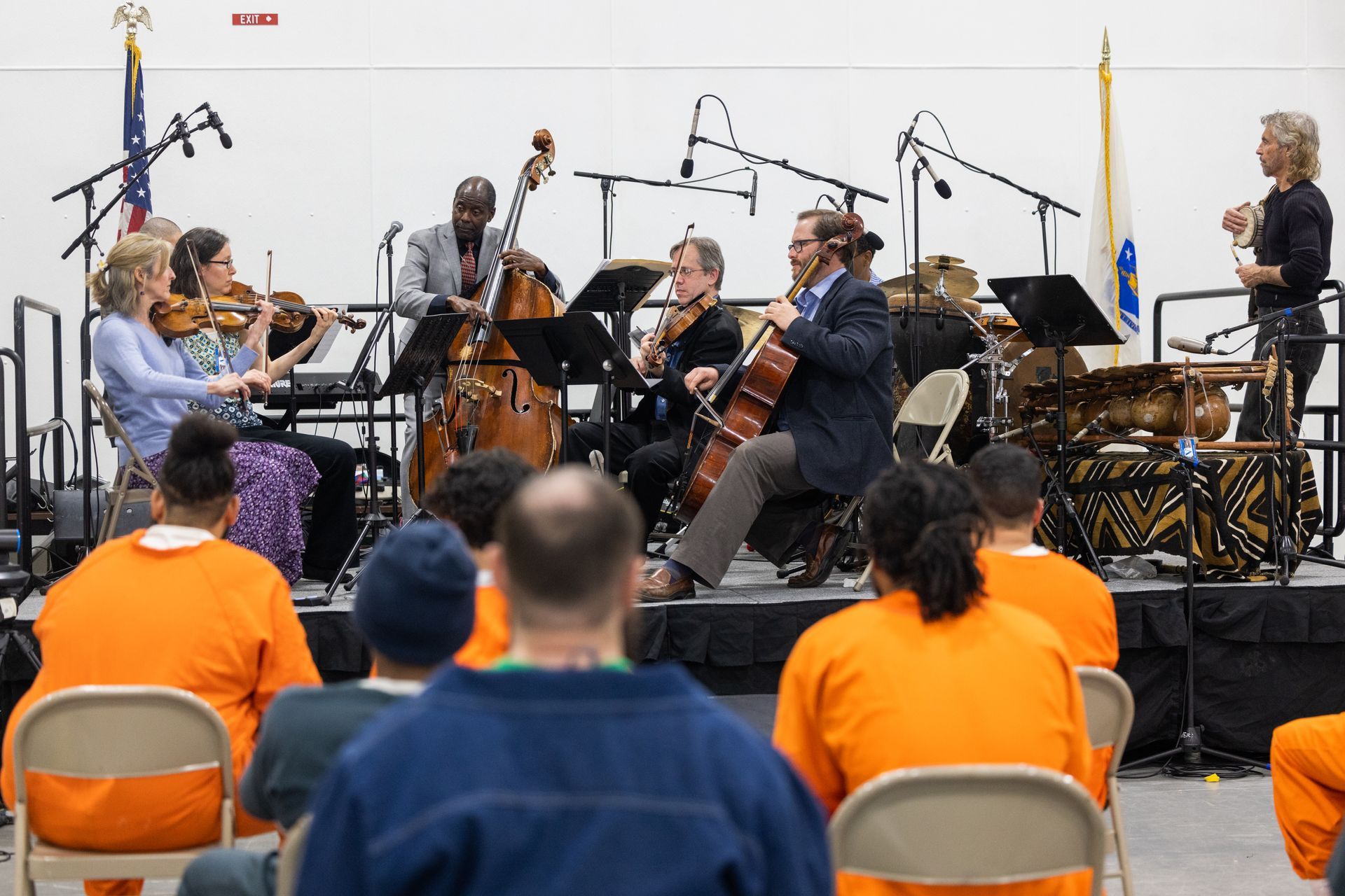 Jazz musician Avery Sharpe and the band perform a special concert at the Hampden County Correctional Center on Friday, Apr. 21, 2023. (Hoang 'Leon' Nguyen / The Republican)