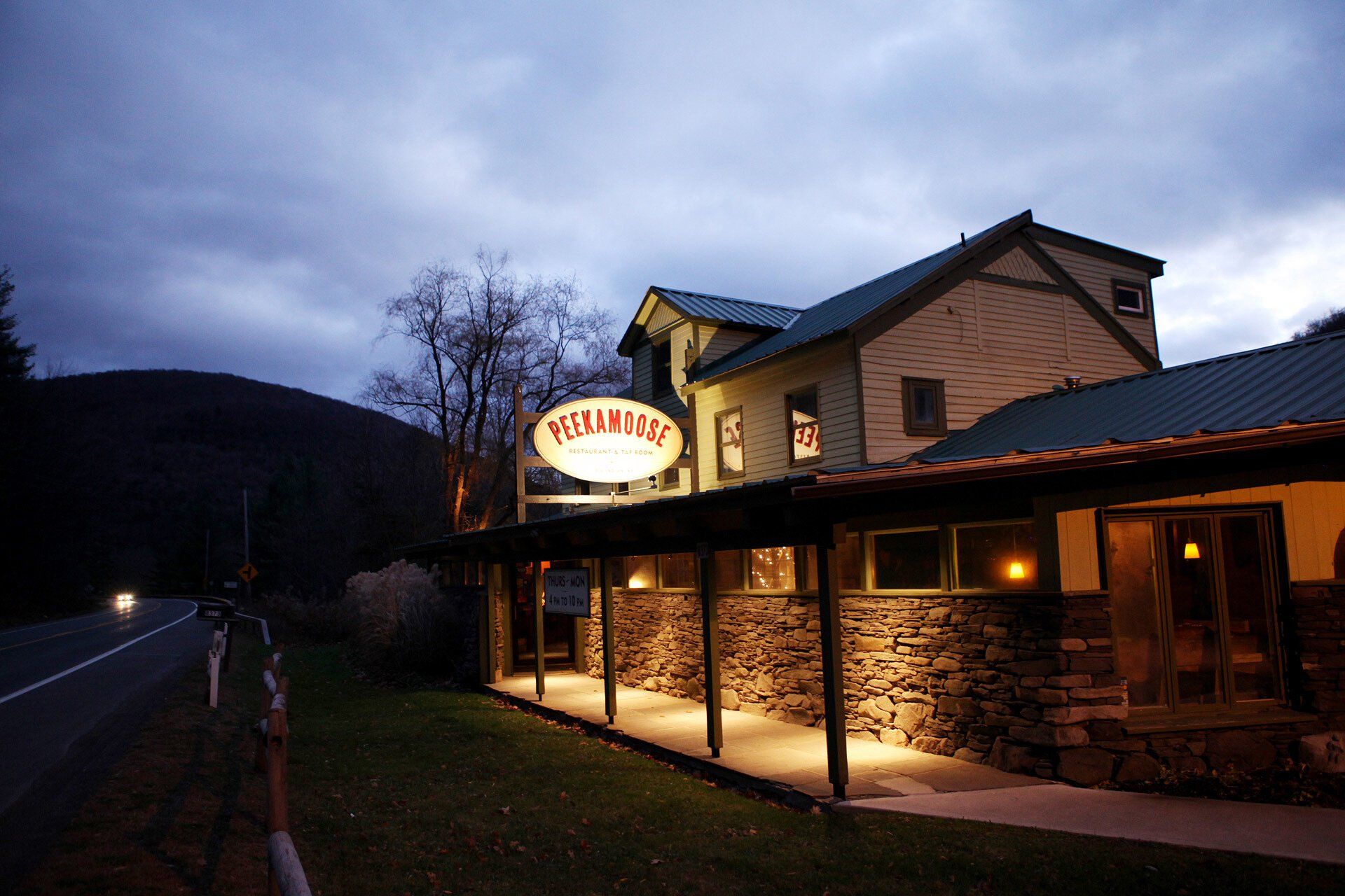 Exterior of Peekamoose building in Pine Hill, New York.