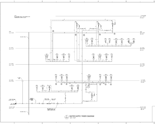 A black and white drawing of a water supply system