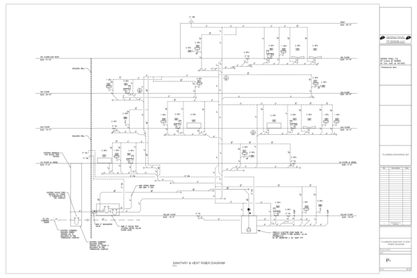A black and white drawing of a pipe system on a white background.