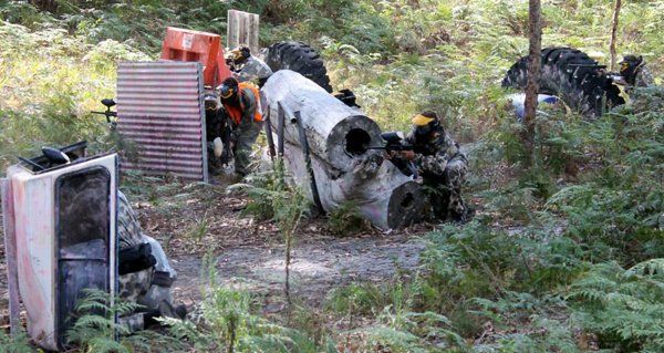 paintball players return fire