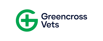 The Greencross Vets logo featuring a green stylized "G" with a plus sign inside, next to the text "Greencross Vets."