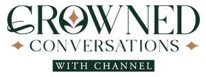 A logo for crowned conversations is shown on a white background