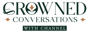 A logo for crowned conversations is shown on a white background