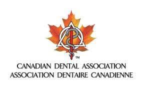 Logo of the Canadian Dental Association: maple leaf, Caduceus symbol, text in English and French.