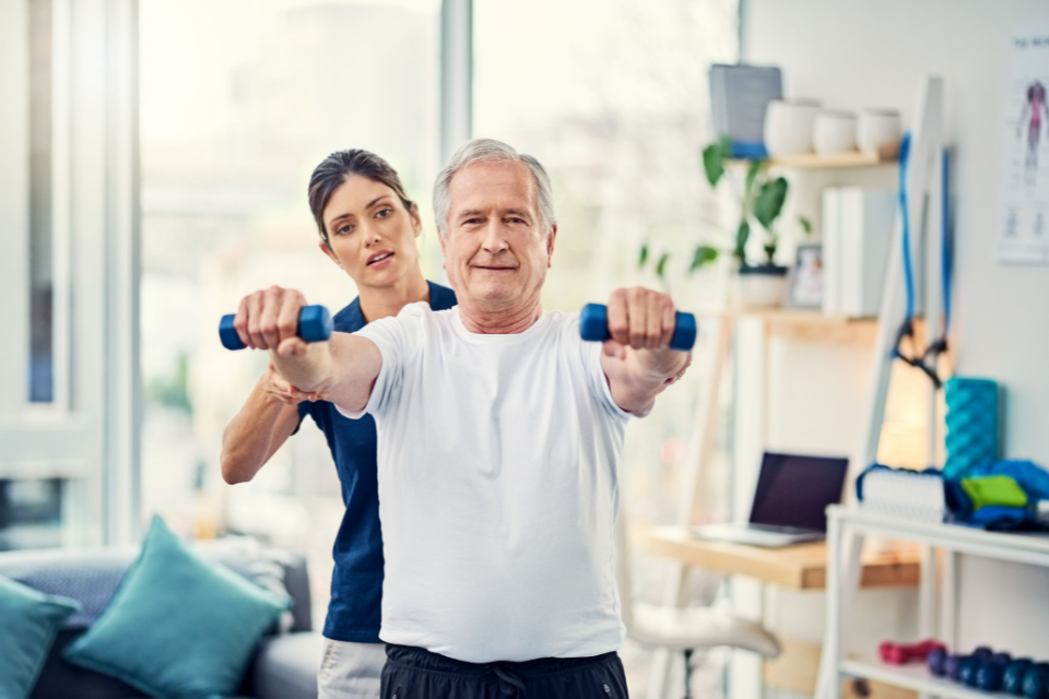 Advanced Physicians teach patients exercises to relieve back pain.