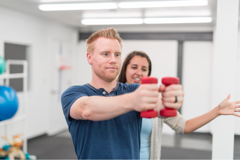 Physical therapy at Advanced Physicians helps strengthening muscles .