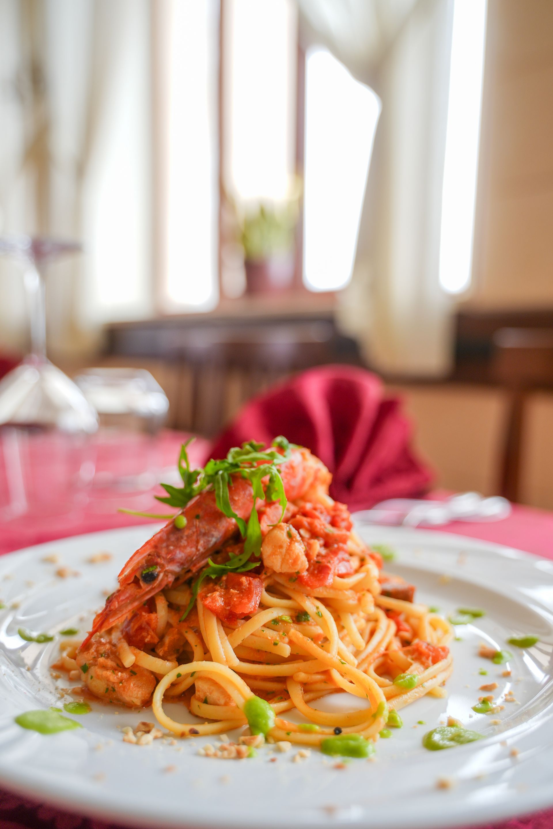 spaghetti con gamberi