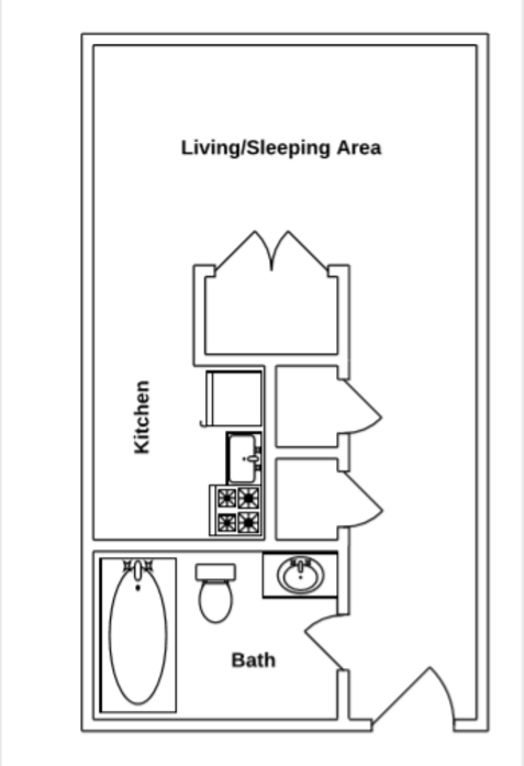 Floor Plan: Studio · 1 Bath · 350 SQ. FT.