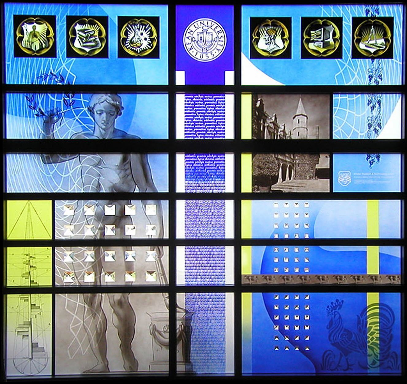 A chair with a yellow pillow and a necklace on it