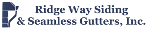 Ridge Way Siding & Seamless Gutters, Inc. logo in blue text with stylized house icon