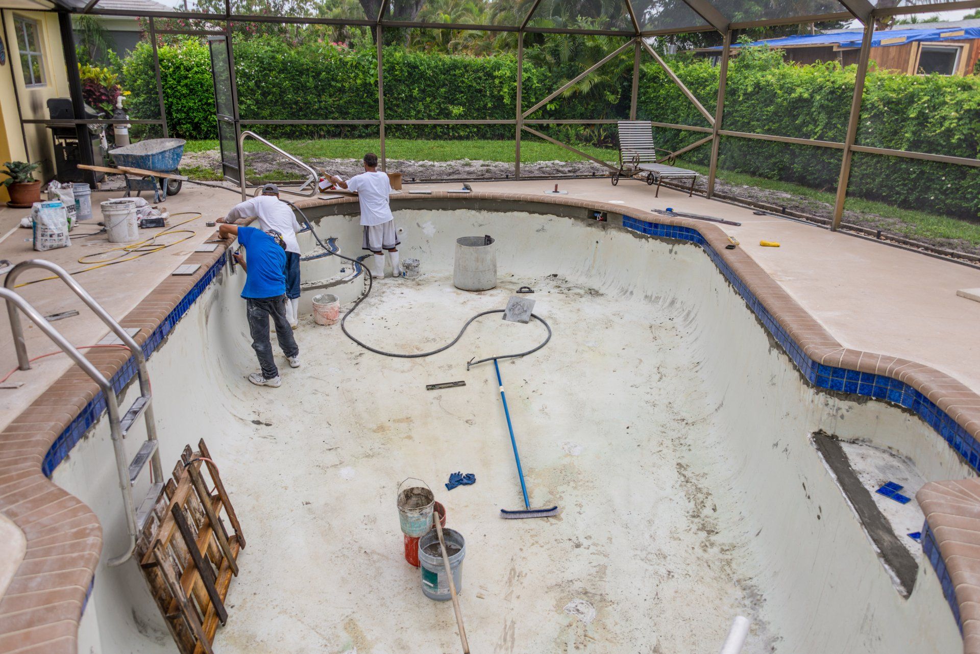 a pool in the middle of being repaired in chandler