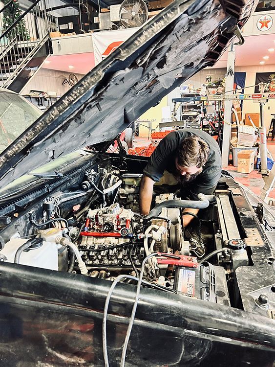 engine of a car with the hood