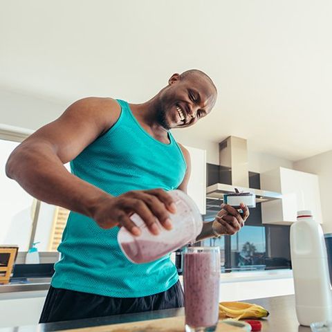 Man Preparing Milk Shake in Kitchen — Hampton, VA — Doctors Weight Loss Clinic