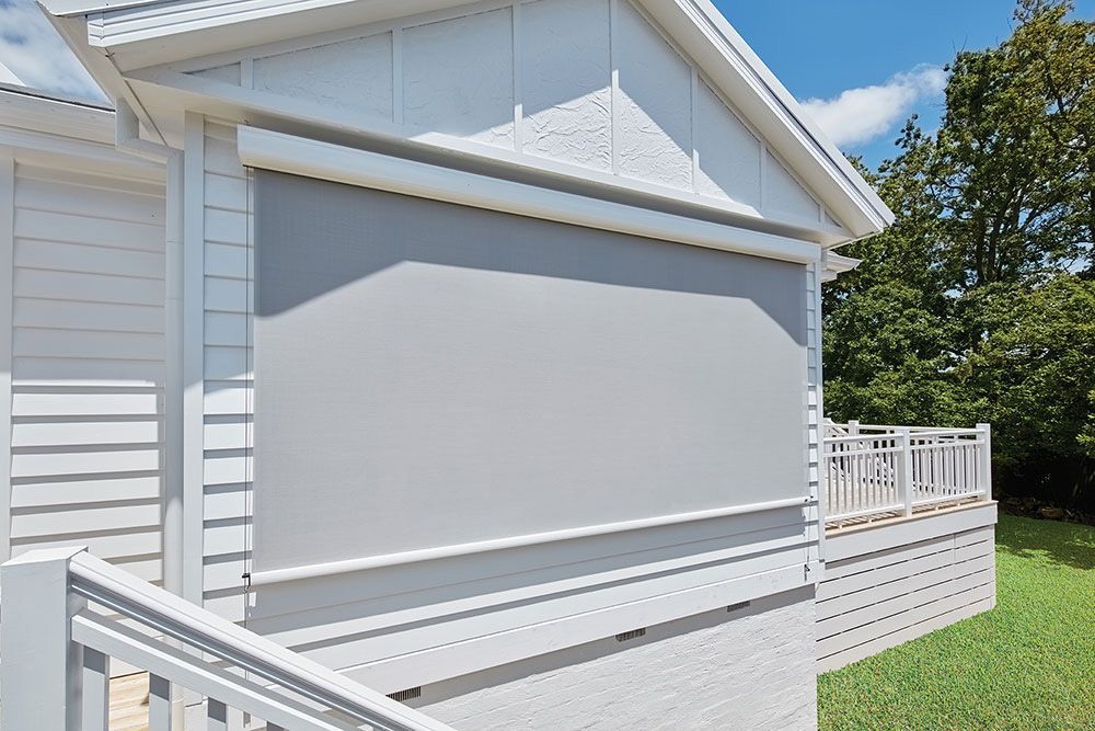 white gray external awning