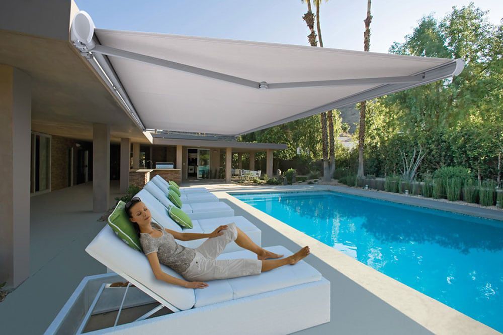 Folding Arm Awnings Near Pool — Blinds in Bogangar, NSW