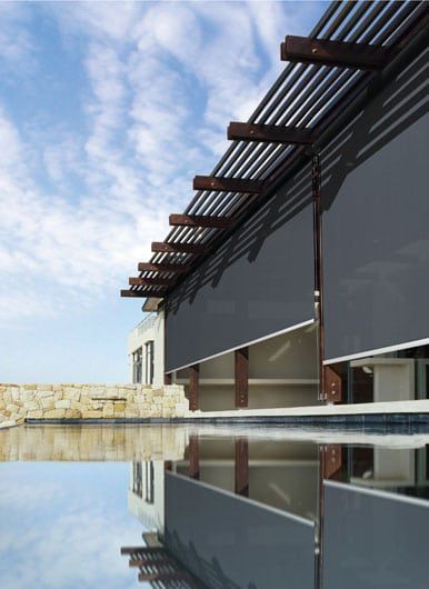 Straight Drop Blinds Near The Pool — Blinds in Bogangar, NSW