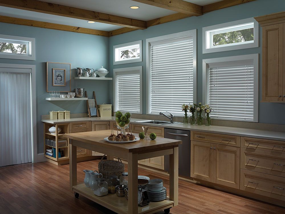 Timber Venetians Closed Kitchen — Blinds in Bogangar, NSW