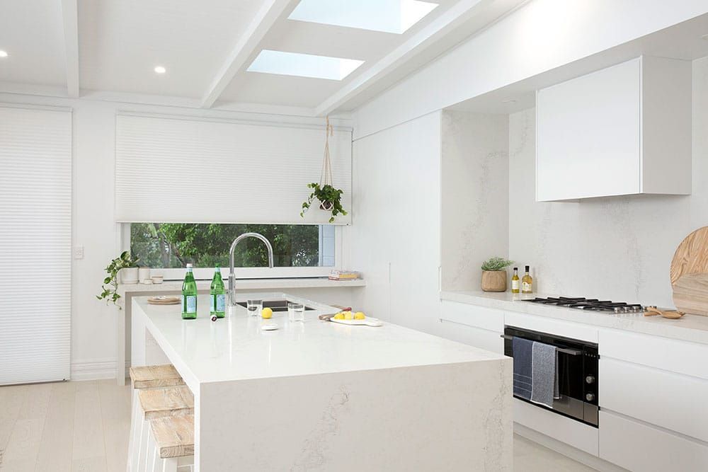 White Duette 9 Kitchen Blinds — Blinds in Bogangar, NSW