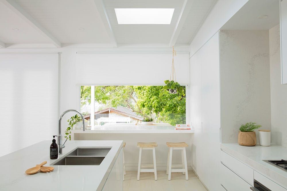 White Duette Shades Kitchen — Blinds in Bogangar, NSW