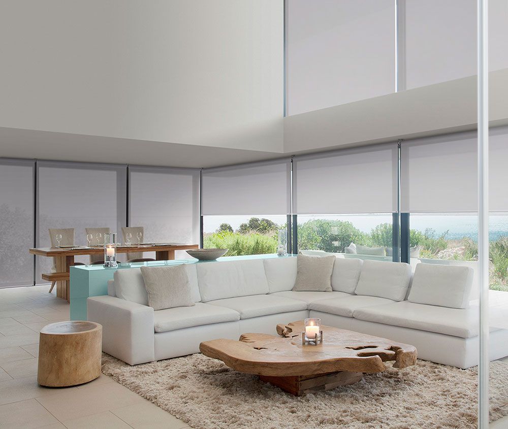 White Roller Blinds in Livingroom — Blinds in Bogangar, NSW