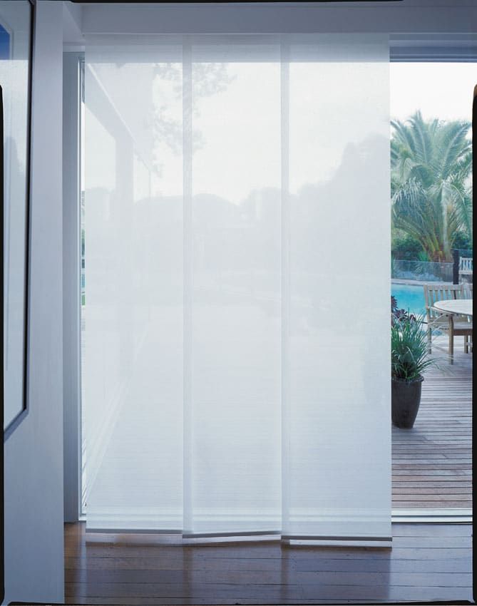 White Sliding Blinds To Outdoors — Blinds in Bogangar, NSW
