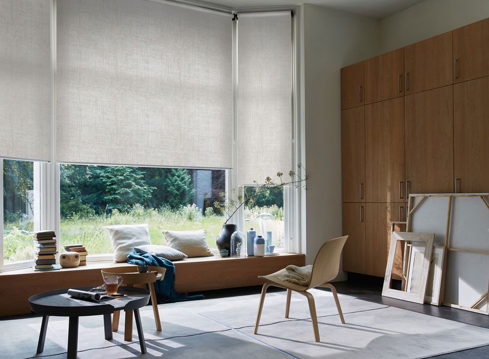 White and Grey Coloured Blinds In Study — Blinds in Bogangar, NSW