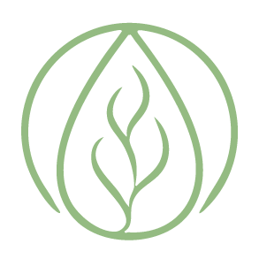 Green logo: droplet shape with a plant inside, encircled by a ring.